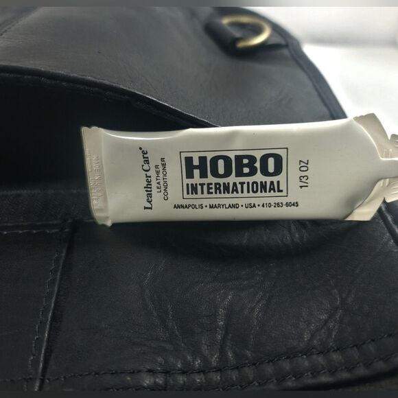 HOBO International Black Leather Saddle Bag Crossbody Backpack Brass Accents NWT - Picture 15 of 16